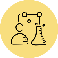 Icon of person and chemistry equipment